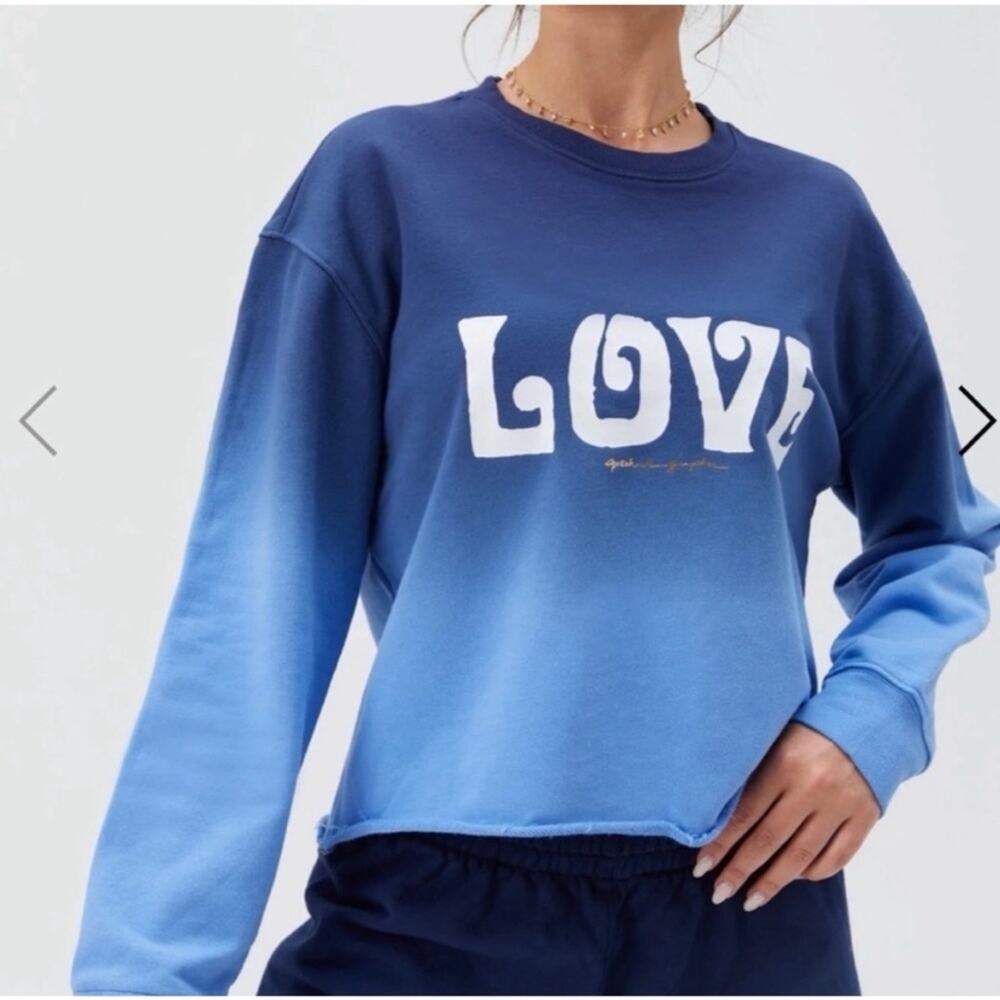 Spiritual Gangster Love Blue Ombré Cropped Sweatshirt - Picture 5 of 5